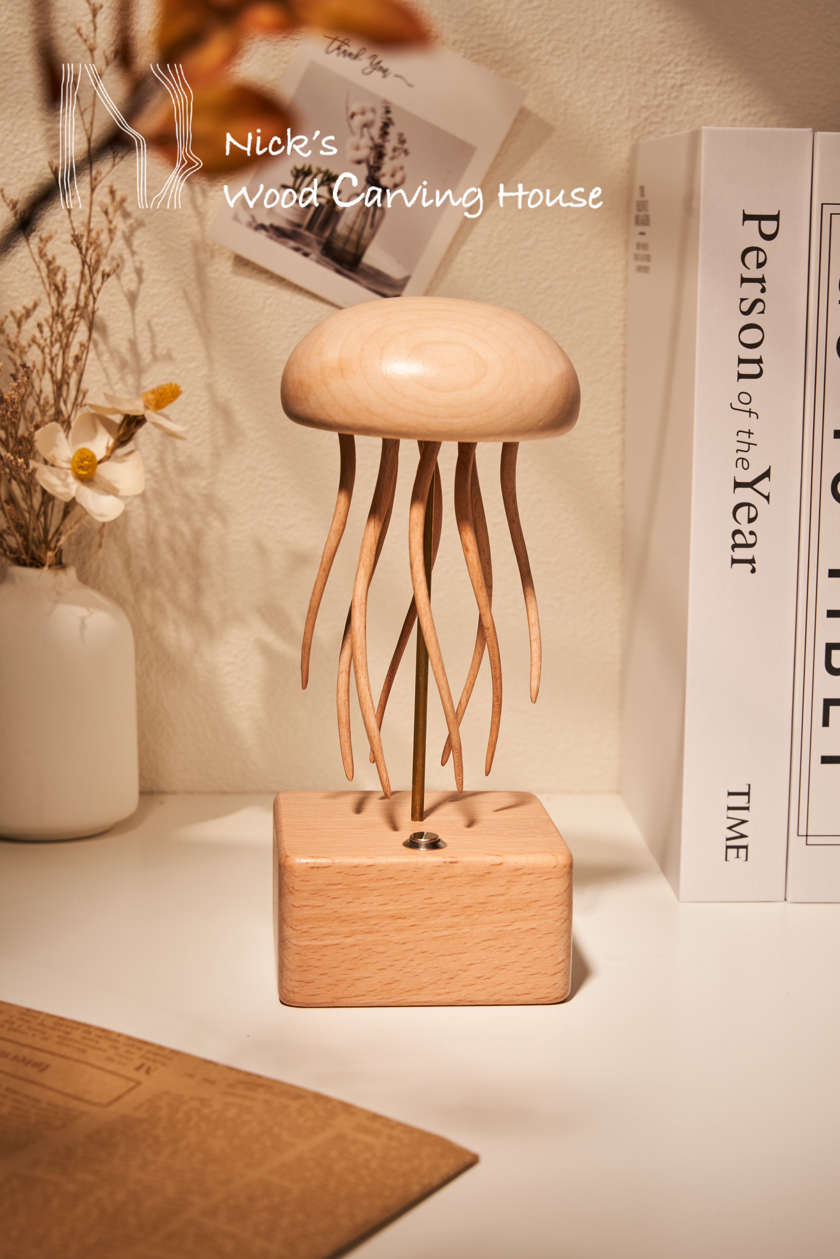 Handcrafted Wooden Jellyfish Automaton