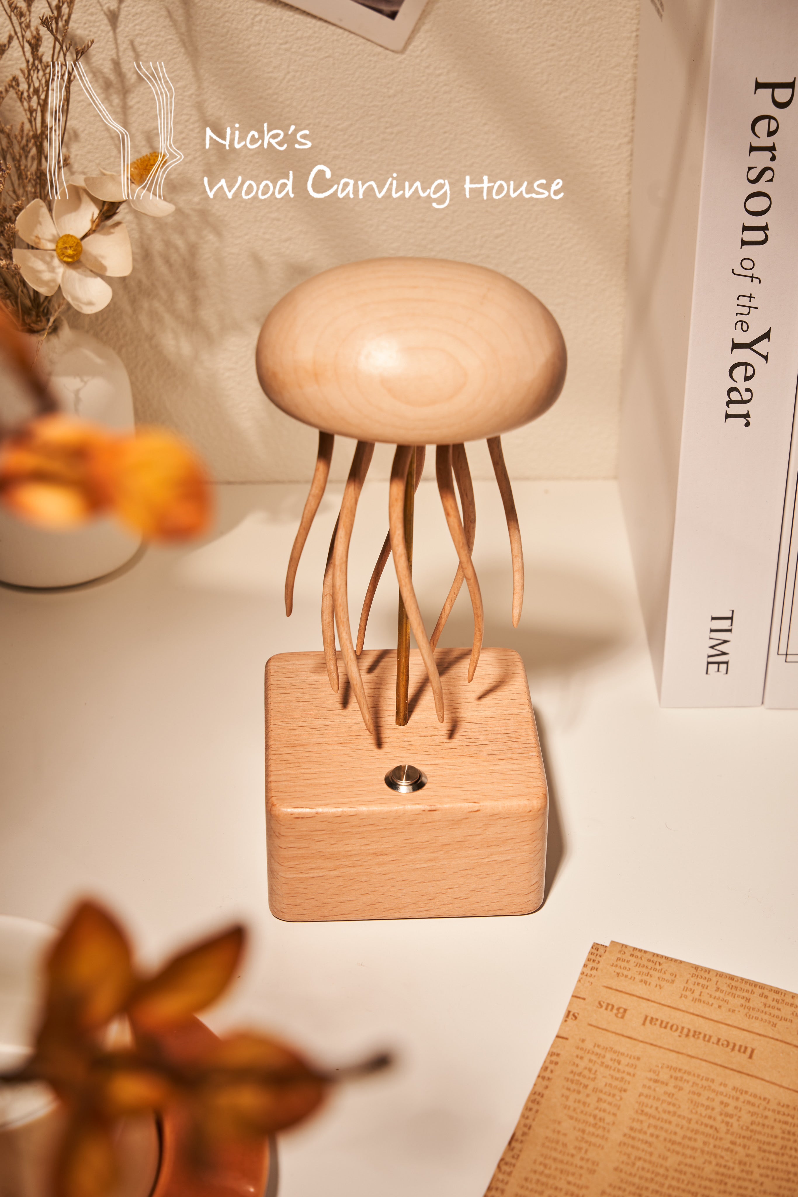 Handcrafted Wooden Jellyfish Automaton