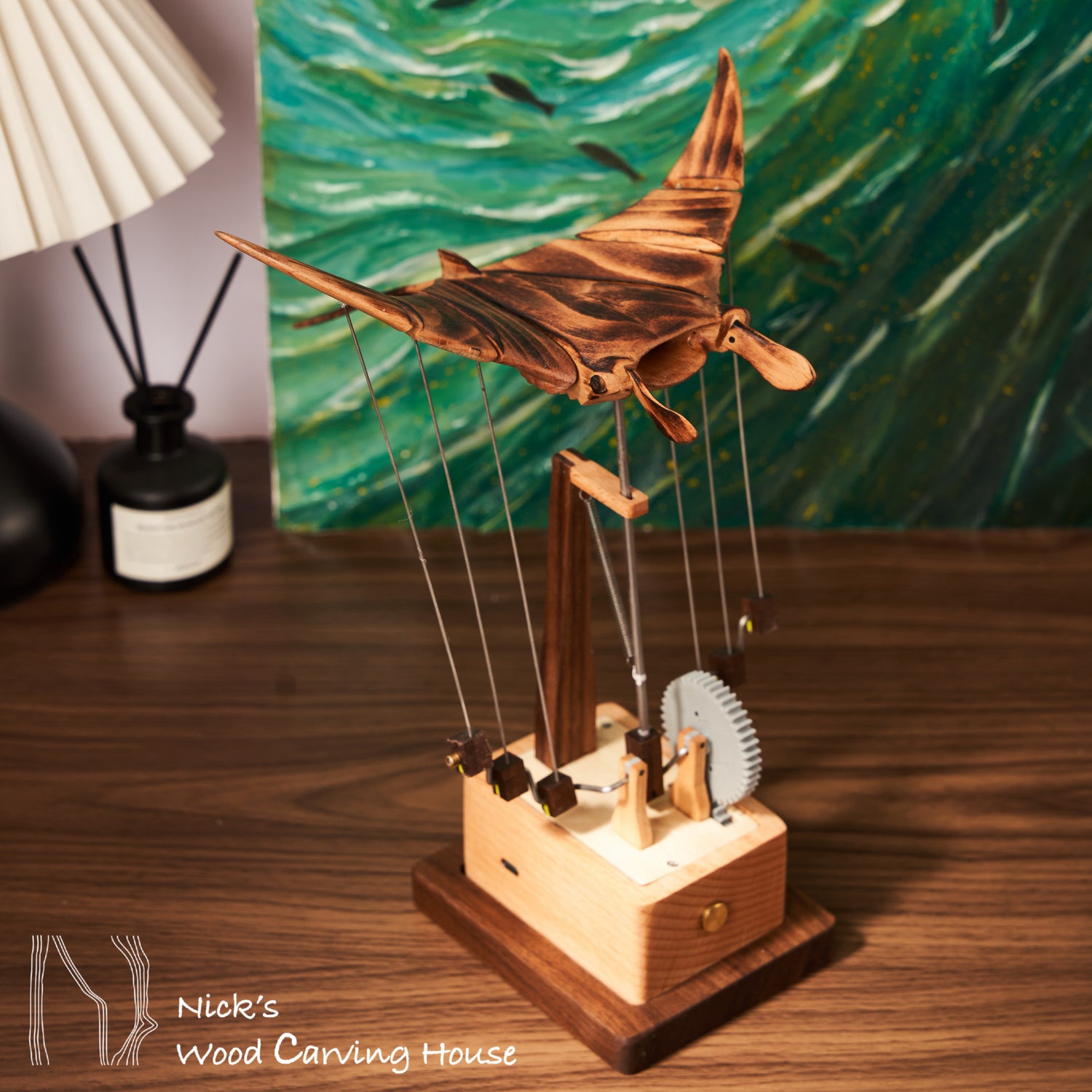 Handcrafted Manta Ray Automaton