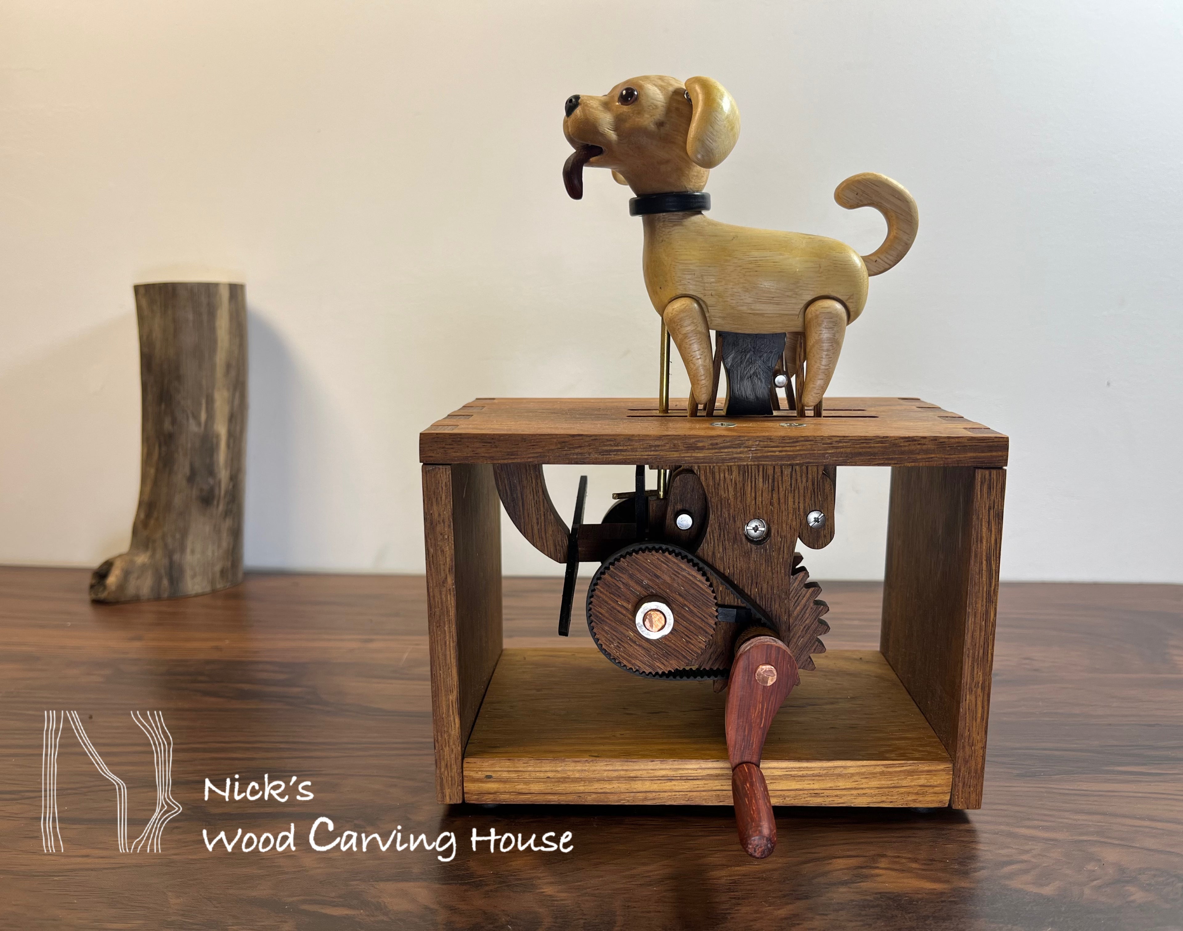 Handcrafted Running Labrador Automaton