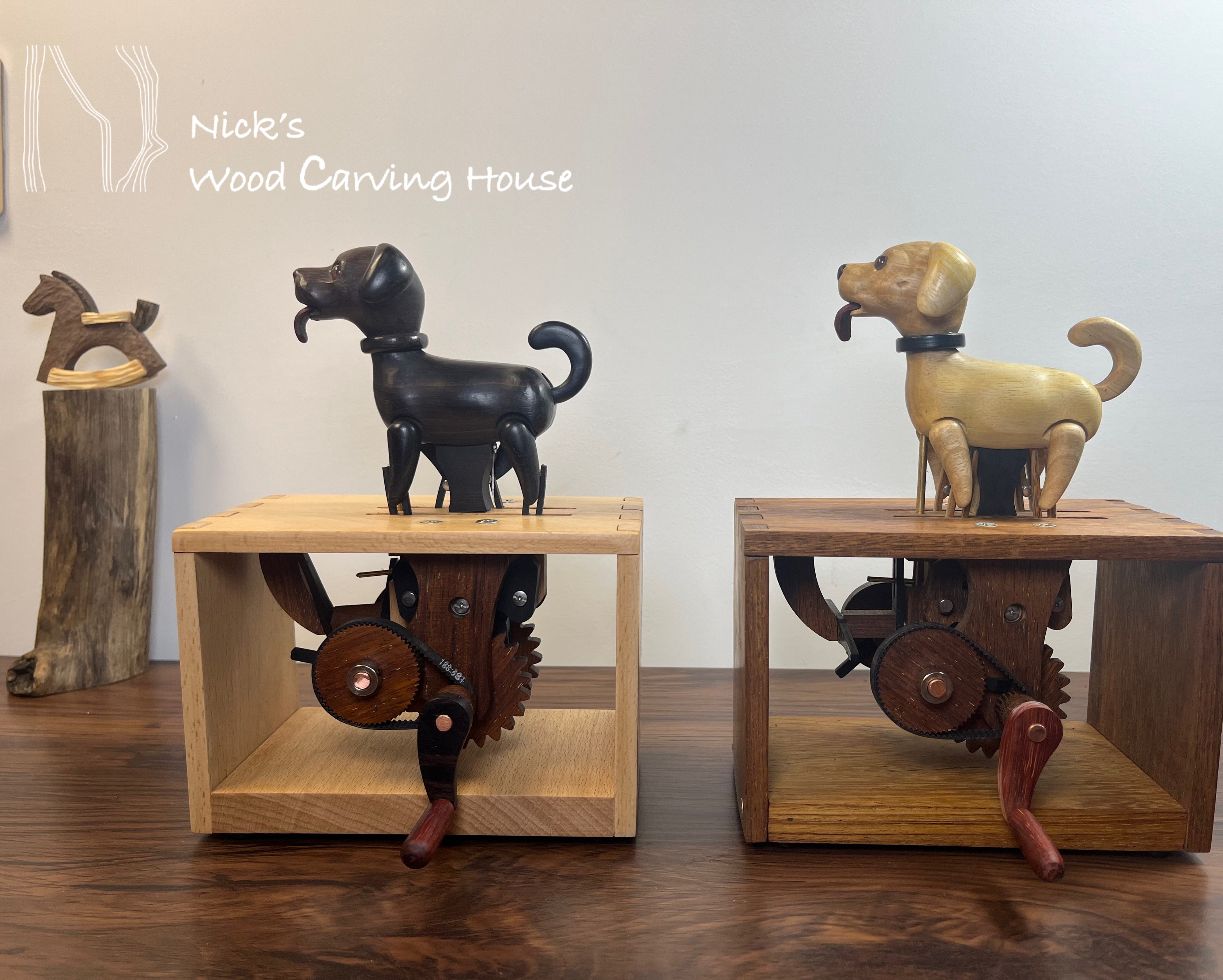 Handcrafted Running Labrador Automaton