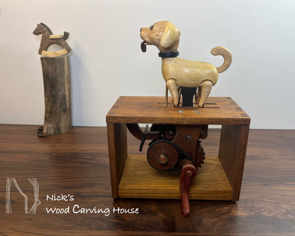 Handcrafted Running Labrador Automaton