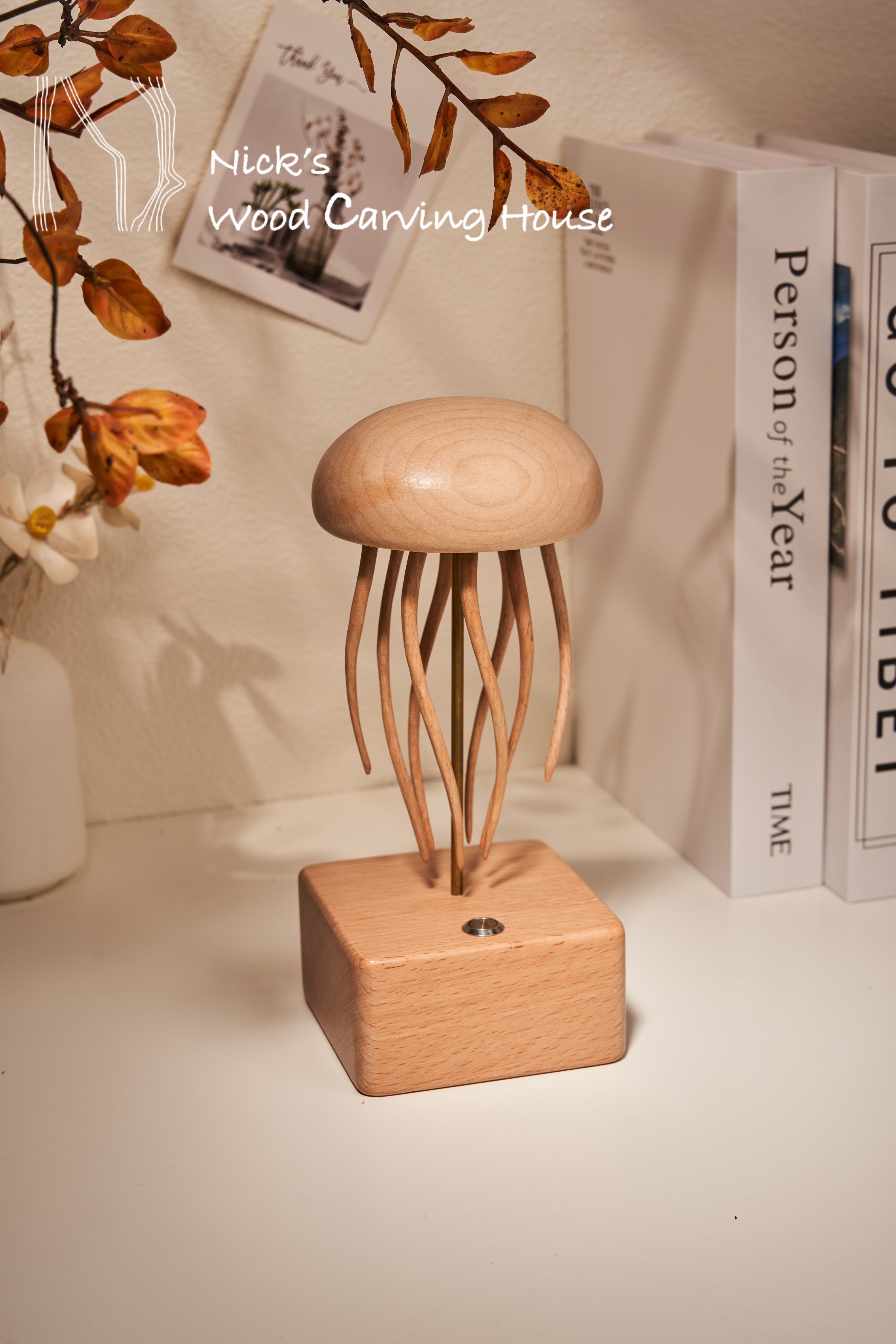 Handcrafted Wooden Jellyfish Automaton