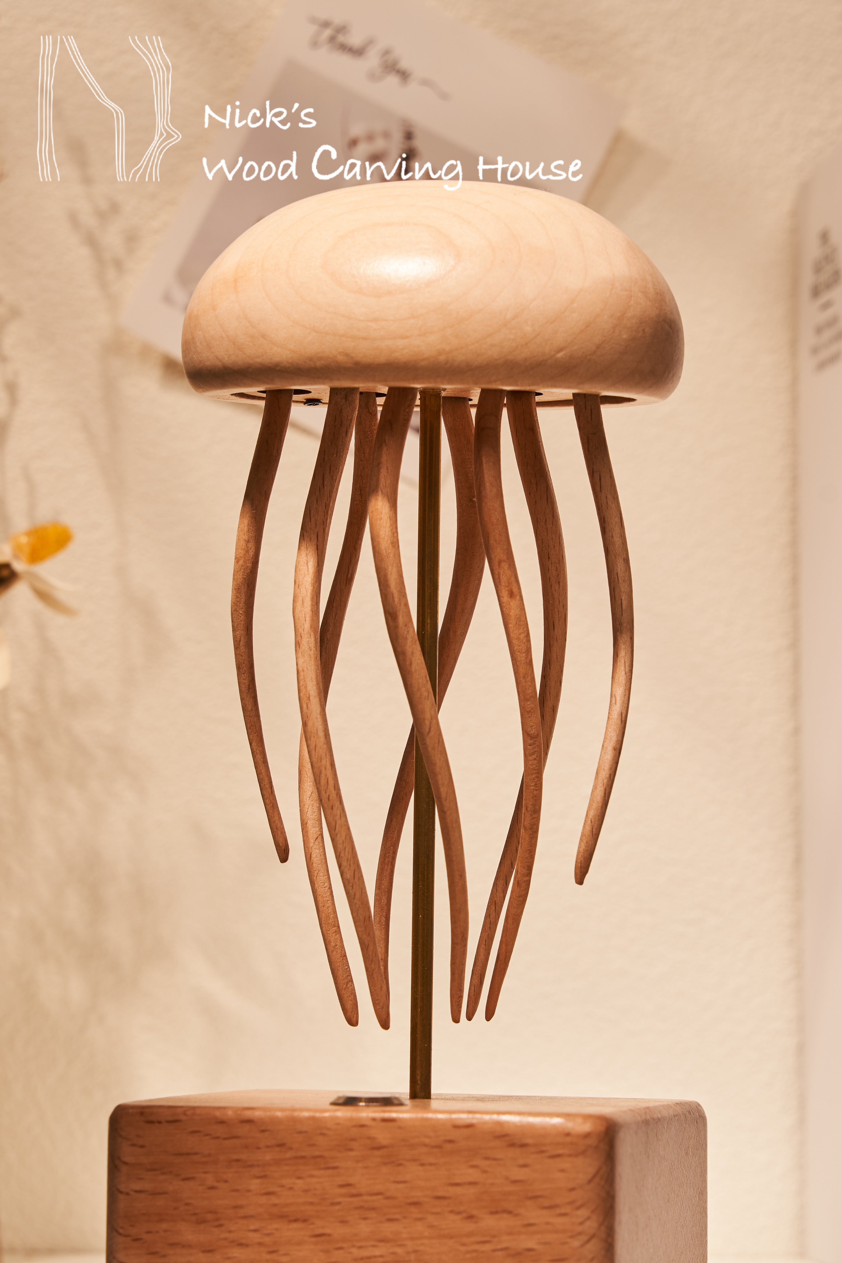 Handcrafted Wooden Jellyfish Automaton