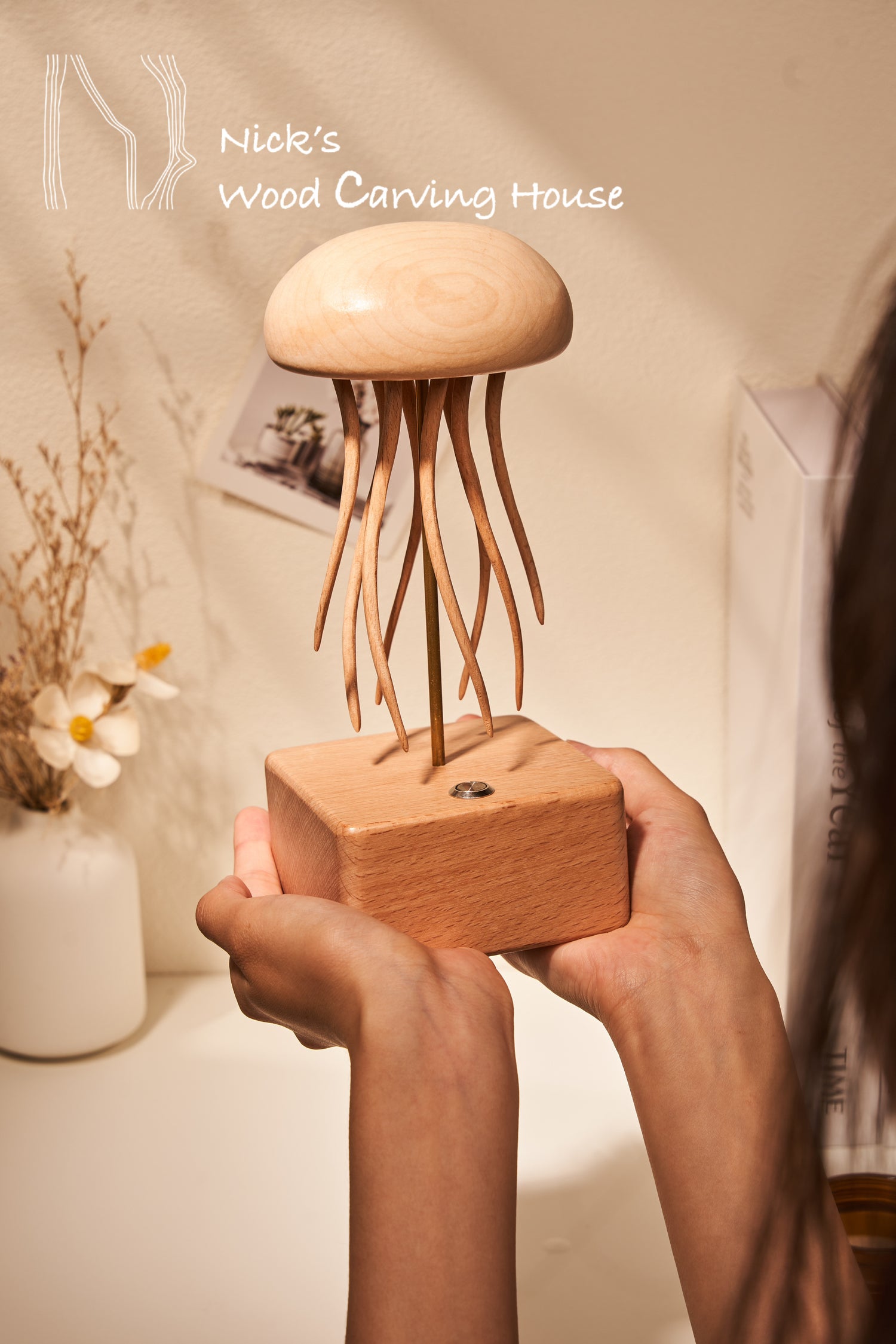 Handcrafted Wooden Jellyfish Automaton
