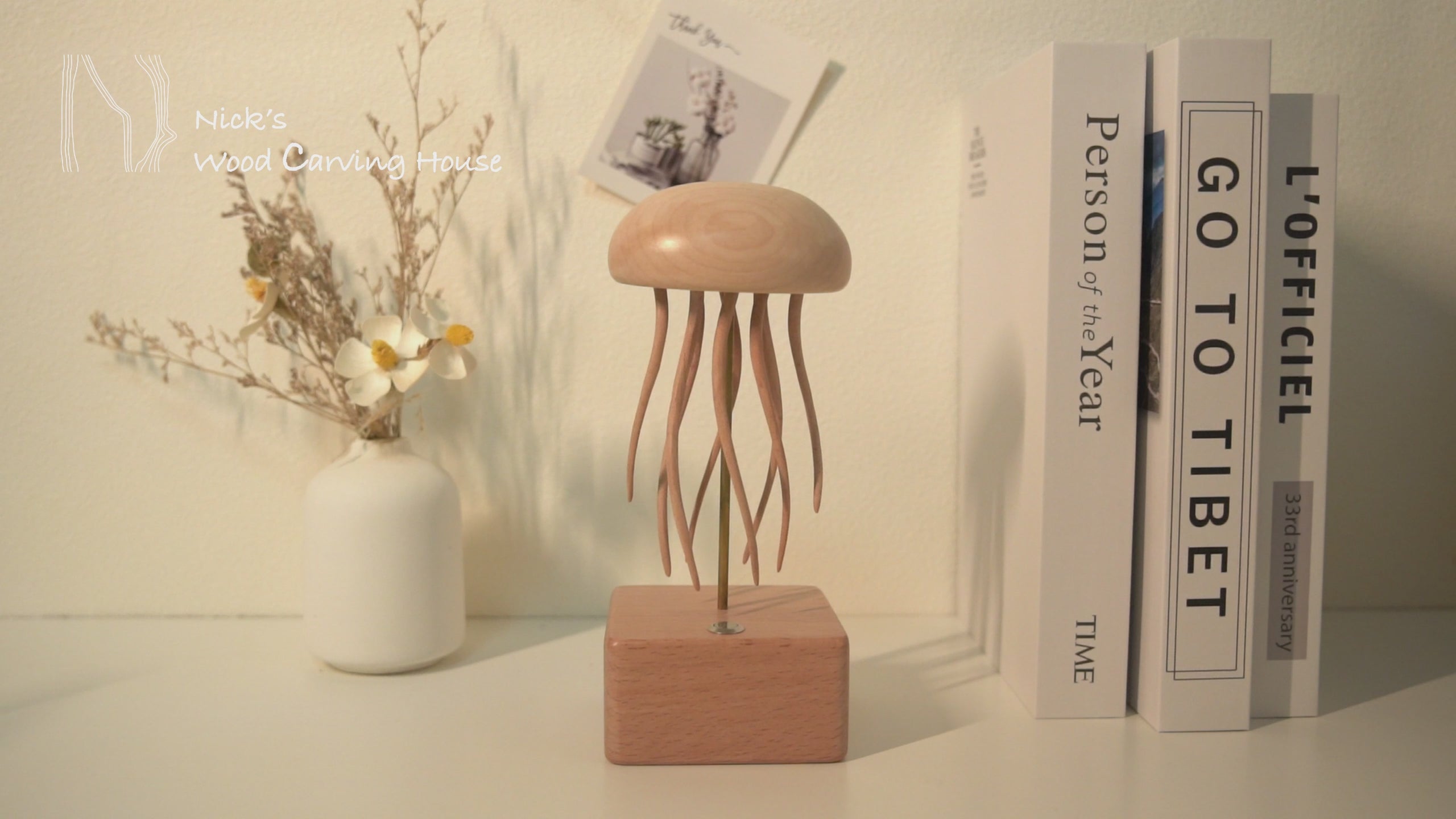 Handcrafted Wooden Jellyfish Automaton